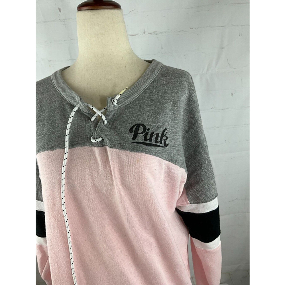 Women’s PINK Victoria’s Secret Pullover Sweatshirt Size Small Lace Up Drawstring - Picture 3 of 4